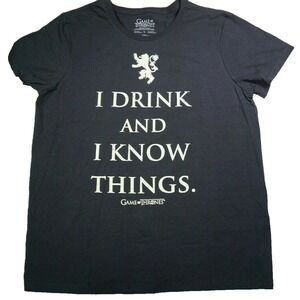 Game Of Thrones Men XL TYRION‎ LANNISTER I DRINK AND I KNOW THINGS T-Shirt EUC
